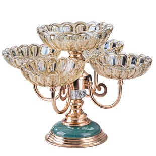 欧式水晶玻璃水果盘家用客厅茶几高档零食糖果瓜子多层可旋转果盘