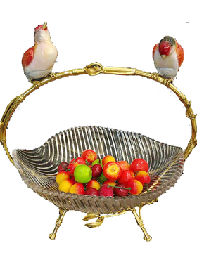 小鸟果盘美式黄铜干果碟奢华客厅