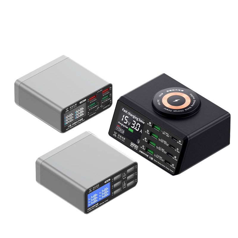 百造 多口USB充电器 IP安卓手机通用 实时显示电流电压维修专用 无线快速充电器