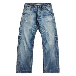 WIROTE威络 冰蓝水洗复古猫须长绒棉宽松直筒Cleanfit赤耳牛仔裤