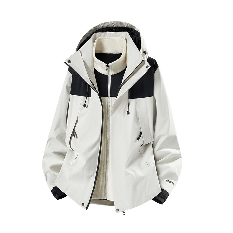户外三合一冲锋衣男女同款秋冬季团队定制LOGO防水登山服内胆外套