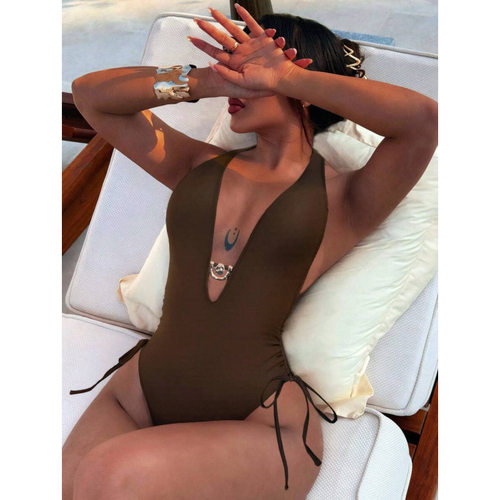 A 49672 V-neck One-piece Swimsuit V 领连体泳衣跨境速卖通