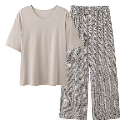 名创优品纯棉睡衣女士带胸垫套装