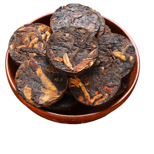 陈皮普洱熟茶正宗老陈皮云南古树茶叶陈年紧压小茶饼小沱茶罐装