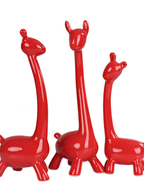 房间简约现代陶瓷小鹿装饰品摆件