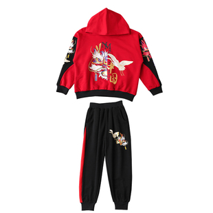 童装男童国风套装2026新款男孩卫衣春秋帅气时髦儿童宝宝新年衣服