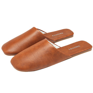 2025新款情侣家居高级感室内皮凉拖鞋牛筋底静音时尚居家拖鞋女夏