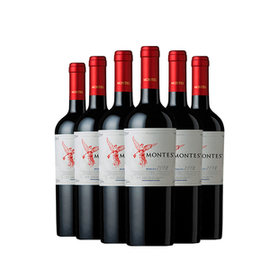 【自营】montes智利进口红酒 蒙特斯红天使珍藏梅洛干红葡萄酒6支