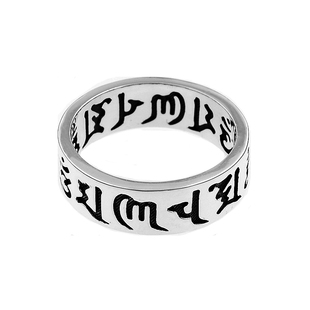 纯银小戒指梵文六字真言指环银饰品