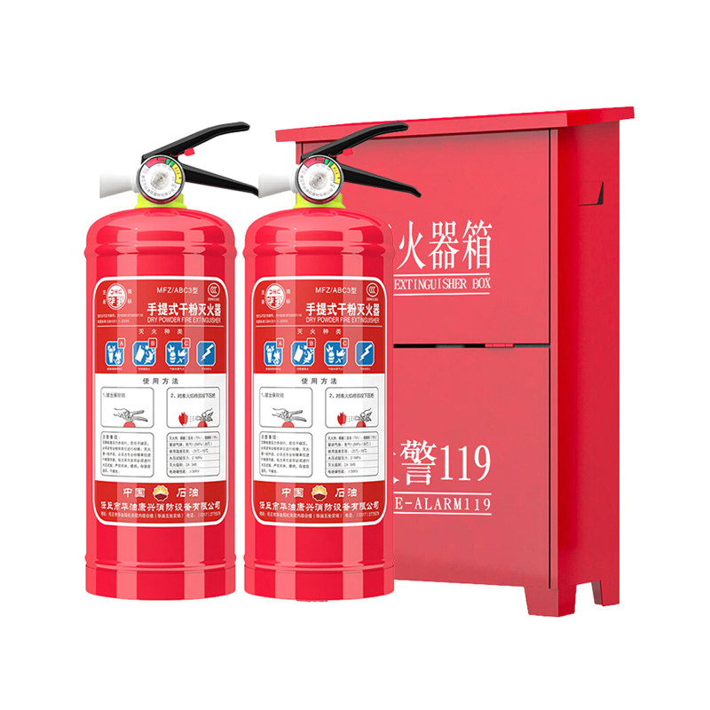 家用灭火器4kg2只装箱子组合套装商铺用4公斤干粉灭火器消防器材