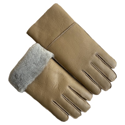 皮毛一体手套羊毛冬天加绒加厚保暖真皮手套男挡风防寒骑电动车女