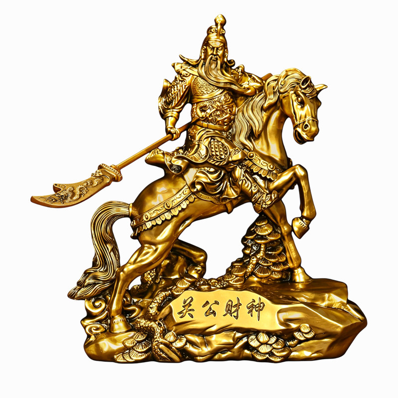 骑马关公武财神爷摆件客厅玄关佛堂关羽关云长雕像装饰工艺品神像