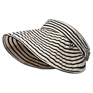 花少刘烨同款条纹宽檐遮阳帽子女夏季长条绑发带防晒紫外线空顶帽