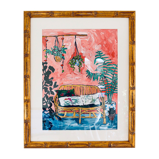 犀牛艺廊竹节金框美国纯手绘Lara Meintjes南非风油画粉色天堂