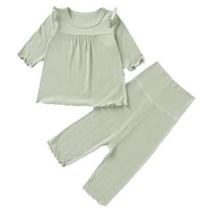 莫代尔无骨婴儿衣服宝宝家居服套装女童长袖睡衣夏季薄款分体儿童