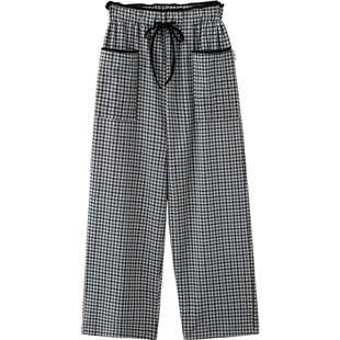 思莉太太凉感纯棉睡裤女长裤夏季薄款单独单件格子可外穿家居裤