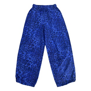 辣妹工装裤豹纹美式hiphop街舞裤子宽大显瘦女团演出jazz跳舞服装