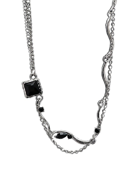 NFF黑石方块钛钢双层高级感项链