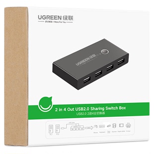 绿联 USB打印机共享器 二进四出切换器 2进4出 台式机笔记本电脑接鼠标键盘U盘共享4口转换器
