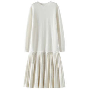 巨气质美感！加厚大克重100%纯山羊绒衫女圆领毛衣长款连衣裙子