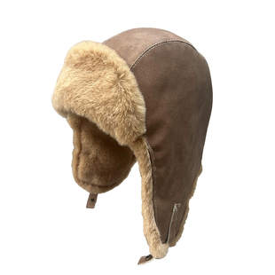 毛绒皮质雷锋帽女冬季骑车防风护耳飞行帽加厚保暖东北防寒帽子男