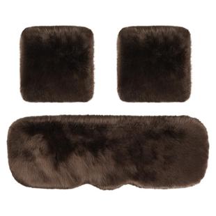 冬季汽车羊毛绒坐垫羊毛绒腰靠女防滑保暖长毛单片通用三件套座垫