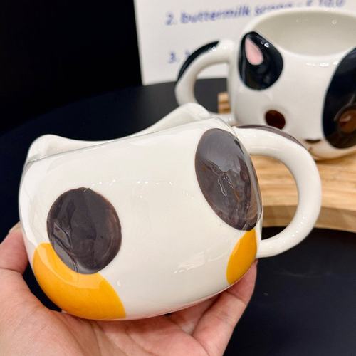 女生高颜值手绘卡通杯子造型手礼感设计马克杯陶瓷猫咪咖啡家用伴