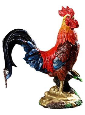 铜一家全铜公鸡摆件彩绘大吉大利家居办公室生肖金鸡报喜开业礼品