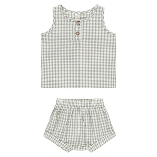 RyleeCru商场同款女童男童格子背心套装25夏新款儿童休闲套装
