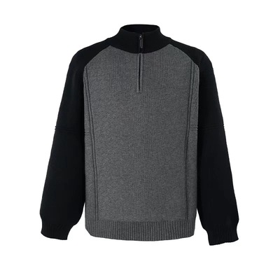 半高领拉链毛衣男秋冬季潮牌上衣