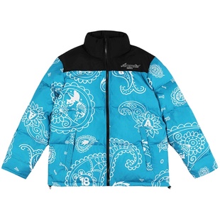 彼岸潮社AMONSTER恐龙腰果花外套拼接撞色潮牌情侣保暖棉服羽绒服