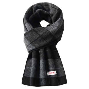 恒源祥山羊绒格子围巾男士秋冬高级感礼盒送长辈爸爸冬季保暖围脖