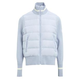 雪中飞2025秋冬新款女式羽绒服针织立领纯色保暖外套拼接