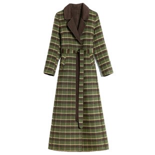 格子双面羊绒大衣女长款过膝2025秋冬新款高级感羊毛呢外套过膝潮