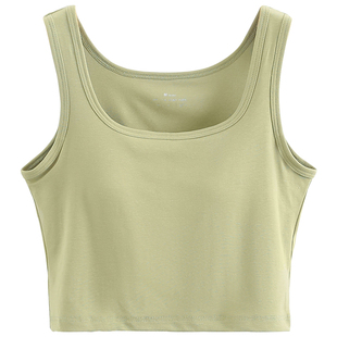 吊带背心带胸垫文胸一体少女露脐短款可外穿内搭打底学生白色内衣