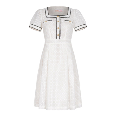 固执气质小香风蕾丝中长款连衣裙