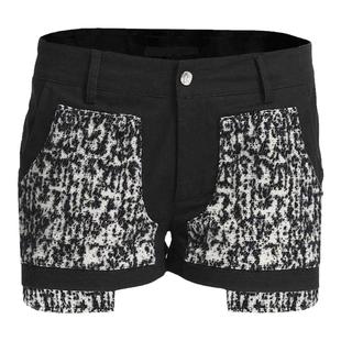 Linyi Li明星同款秋冬黑白羊毛裤子女冬牛仔毛呢短裤牛仔裤加厚绒