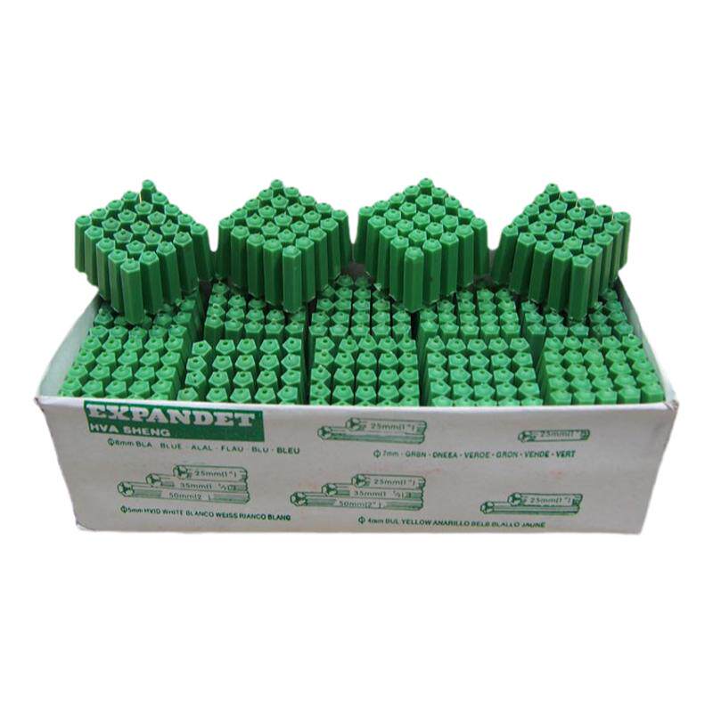 绿色全新料塑料膨M6厘国标熟料胶塞6mm26圆头墙塞胀管胶膨胀螺丝