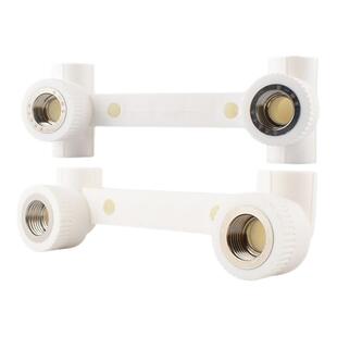 金角金牛ppr双联弯头双联三通配件连体4分6分花洒水管龙头活接头