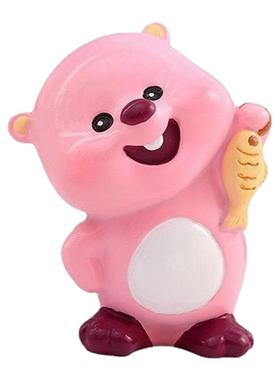 网红可爱海狸汽车中控摆件 loopy一身反骨露比车载显示屏内