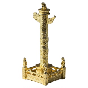 铜师傅华表柱客厅桌面龙图腾龙柱铜摆件家居装饰工艺品送长辈礼品