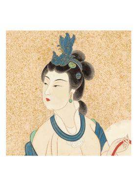 客厅餐厅美女挂画老人房间实木框装饰画张大千国画仕女蟠桃献寿图