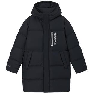 特步童装2025年冬新款儿童中长款三防羽绒服男童保暖防风舒适外套