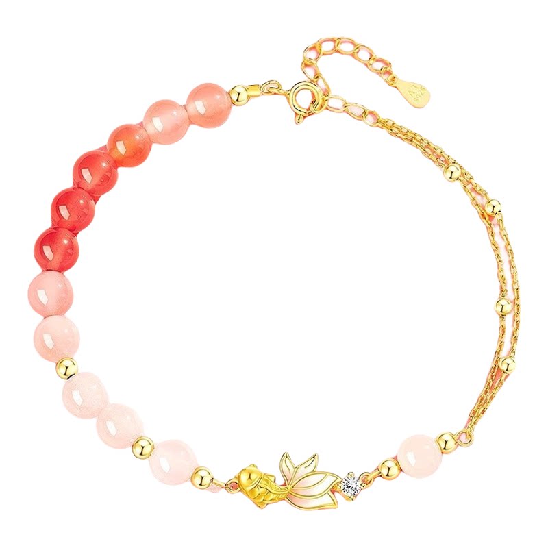925银锦鲤玛瑙手链年年有鱼