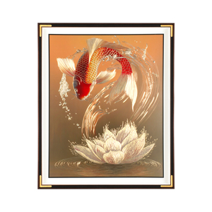 鱼跃龙门铜雕画锦鲤荷花玄关客厅
