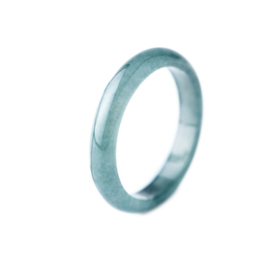 蓝水翡翠戒指女素面玉石指环国风个性食指尾戒素圈玉戒指礼物