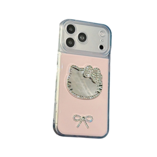 镜面KT猫咪蝴蝶结适用于苹果17ProMaxa手机壳iPhone16plus丝滑15pro抗指纹14以纯壳13带挂绳12肤感11全包精孔