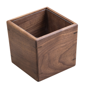 黑胡桃实木桌面垃圾桶小号中式复古客厅办公室专用迷你纸篓垃圾桶