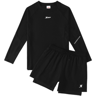 特步泳衣男款成人长袖泳装防晒泡温泉泳裤套装青少年男生游泳上衣