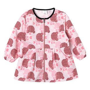 防水罩衣女童画画拉链长袖幼儿园吃饭羽绒服棉衣外穿小孩秋冬围裙